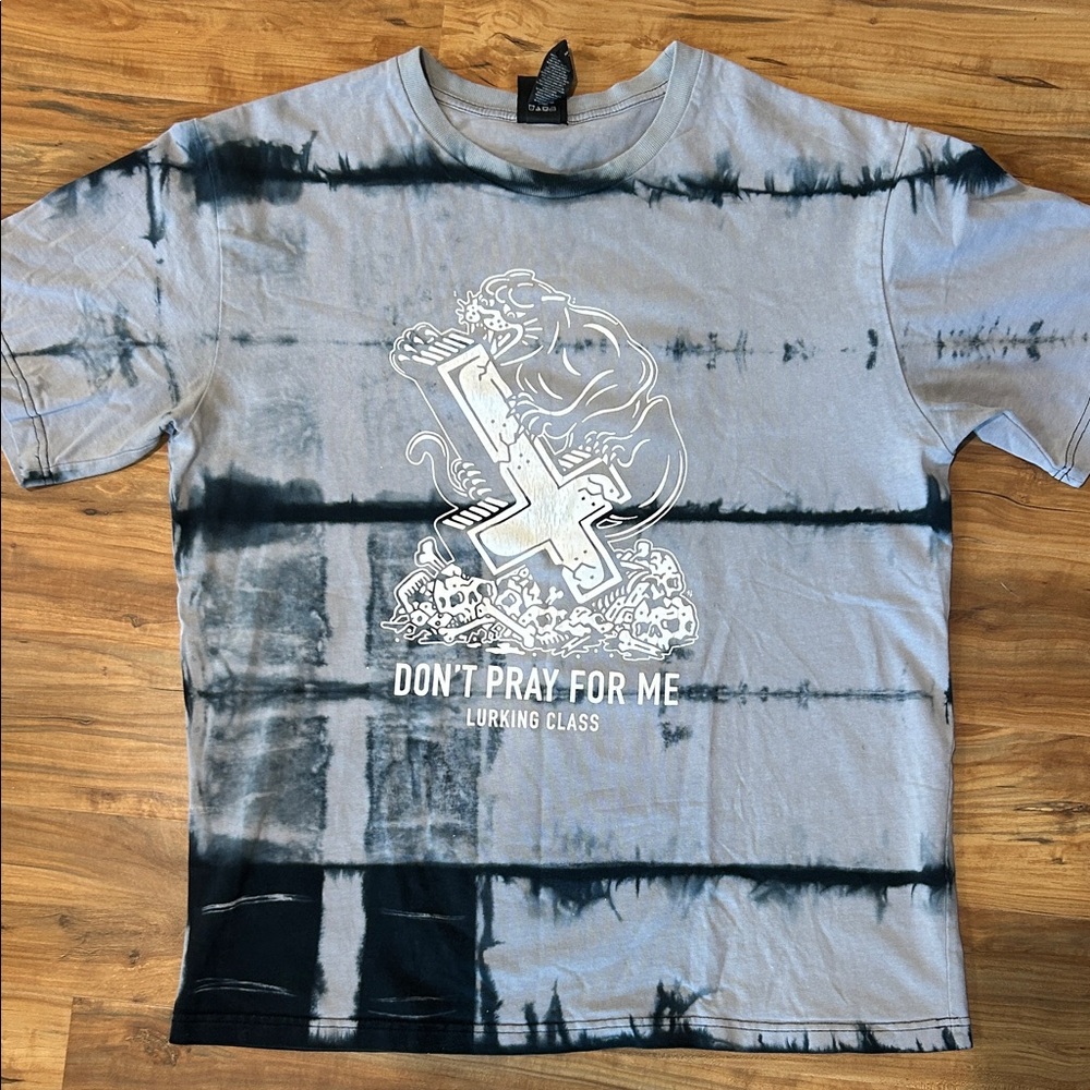 Graphic Men’s T-Shirt Tie die Cotton Lurking Class Don’t Pray For Me Size L